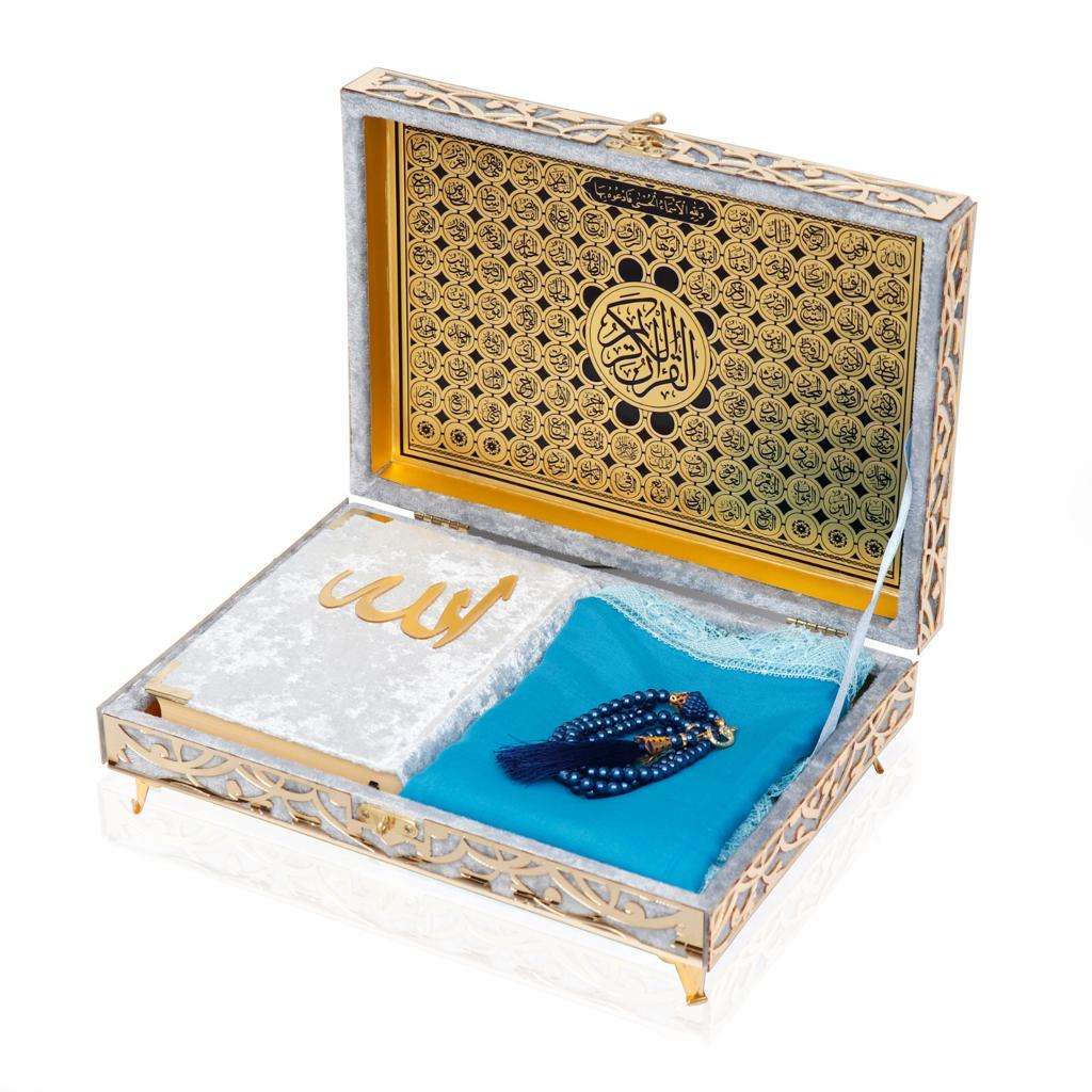 Coffret Prière Prestige avec Coran, Tapis et Tasbih – Finition Luxe (Plusieurs Coloris)