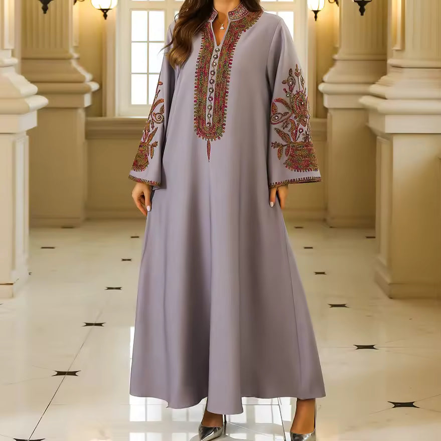 Abaya Femme avec Motif Élégant – Coupe Fluide et Raffinée