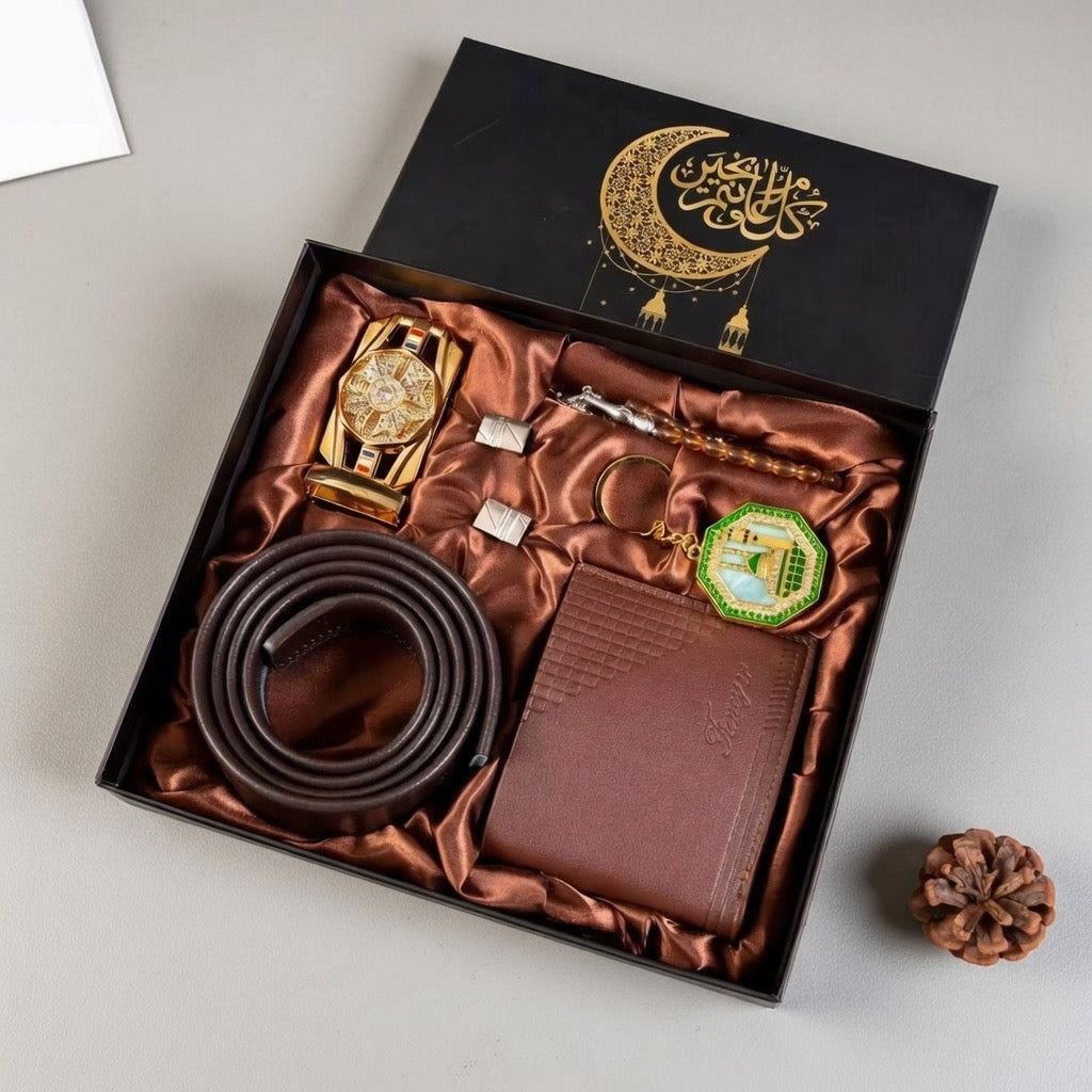 Coffret Cadeau Homme – Montre, Ceinture, Porte-clés et Compteur de Prière ( plusieurs coloris )