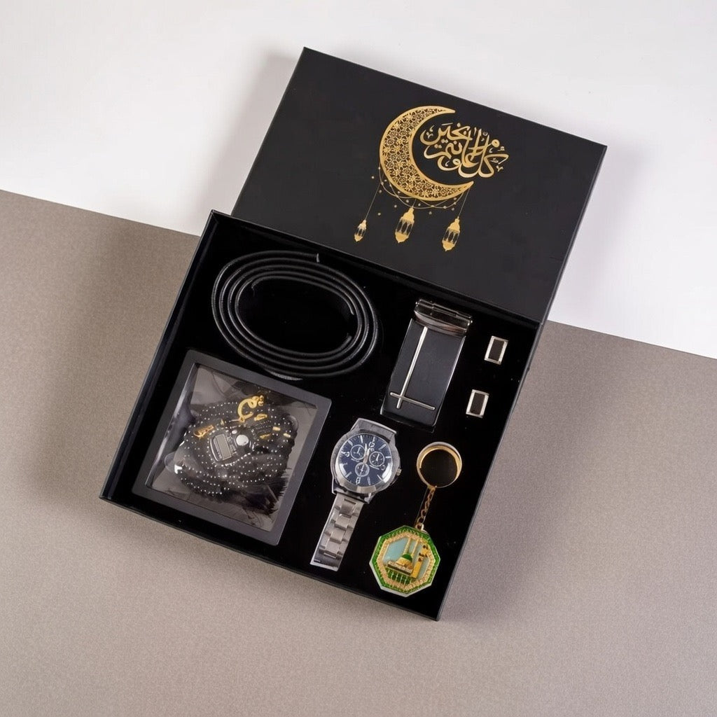 Coffret Cadeau Homme – Montre, Ceinture, Porte-clés et Compteur de Prière ( plusieurs coloris )
