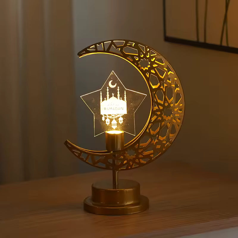 Lampe Lune LED Ramadan Décorative – Motifs Islamiques