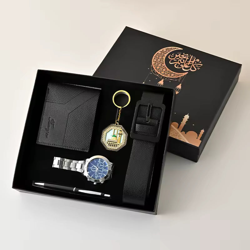 Coffret Cadeau Homme – Montre, Ceinture, Porte-clés et Compteur de Prière ( plusieurs coloris )