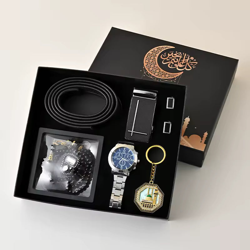 Coffret Cadeau Homme – Montre, Ceinture, Porte-clés et Compteur de Prière ( plusieurs coloris )
